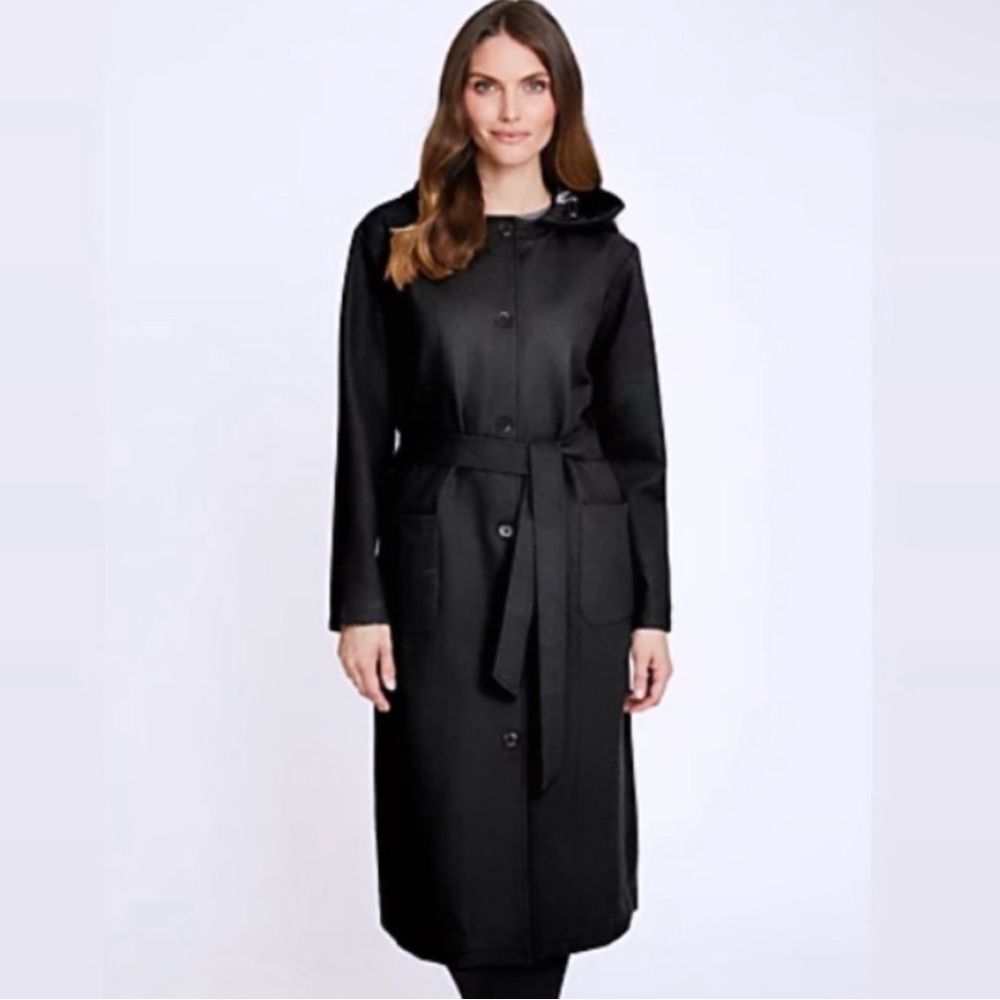 Mia Melon Satin-Lined Waterproof Wool Jacket Hooded - Jessica Black Size Large